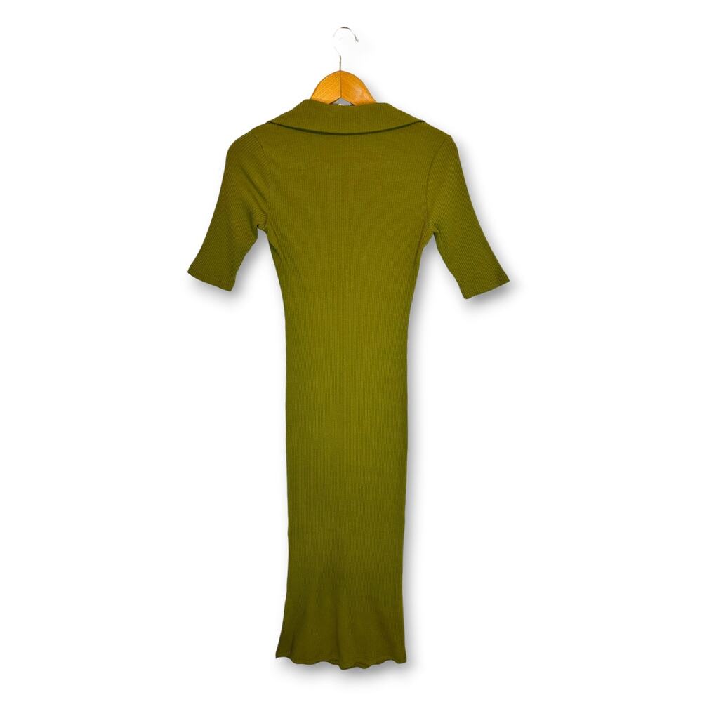Sugarlips Women's Beatris Fitted Jonny Collar Dress Size S Olive Green Midi - Picture 4 of 9
